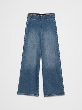 Wide Leg High-Rise Pull On Blue Jeans (NWT)